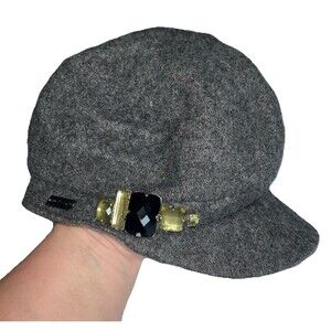 Betmar Hat Women’s Wool Cap Gray Faceted Rhinestones one size Newsboy Baker Cap